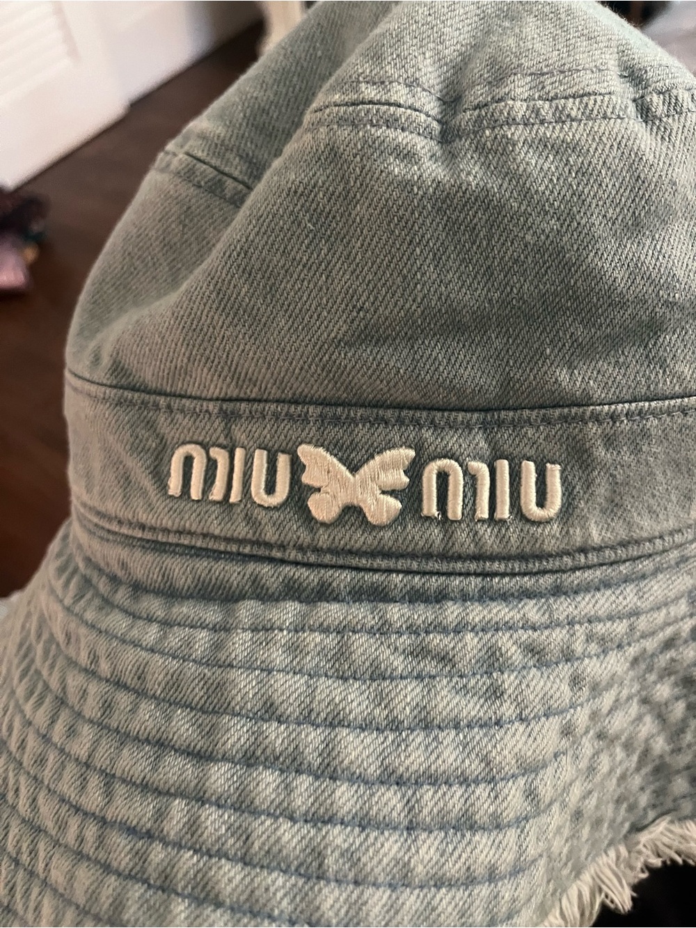 Light Wash Denim Bucket Hat – Bow Logo